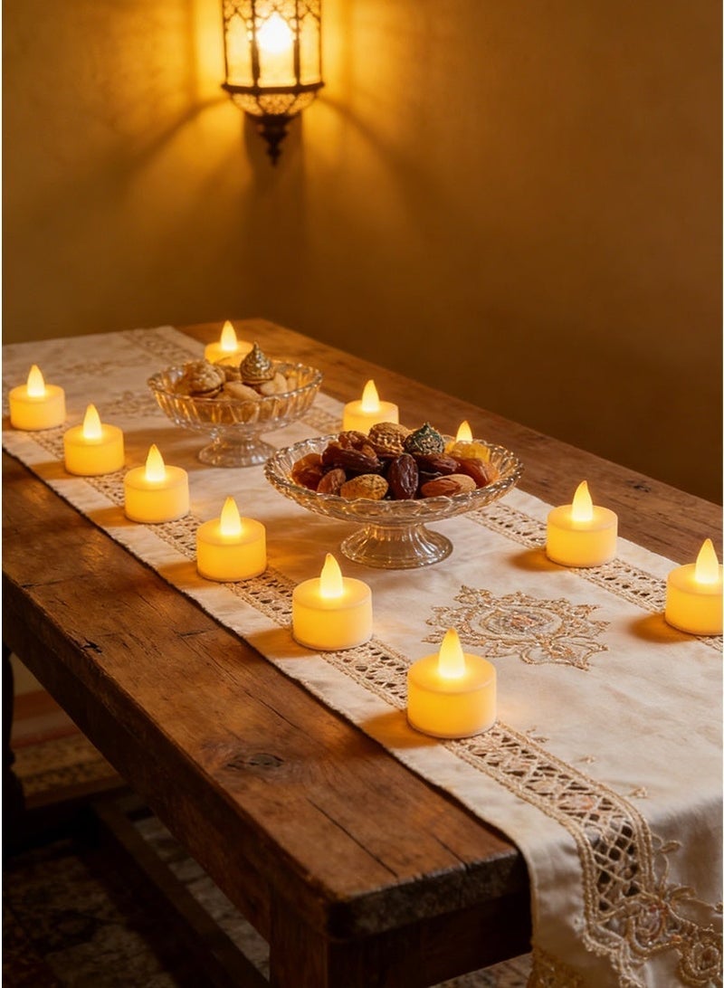 يواوليتي أضواء LED وشموع رمضان - 24 عبوة، زينة رمضان أساسية لغرفة المعيشة وطاولة الطعام، مثالية لتزيين رمضان الاحتفالي - Image 3